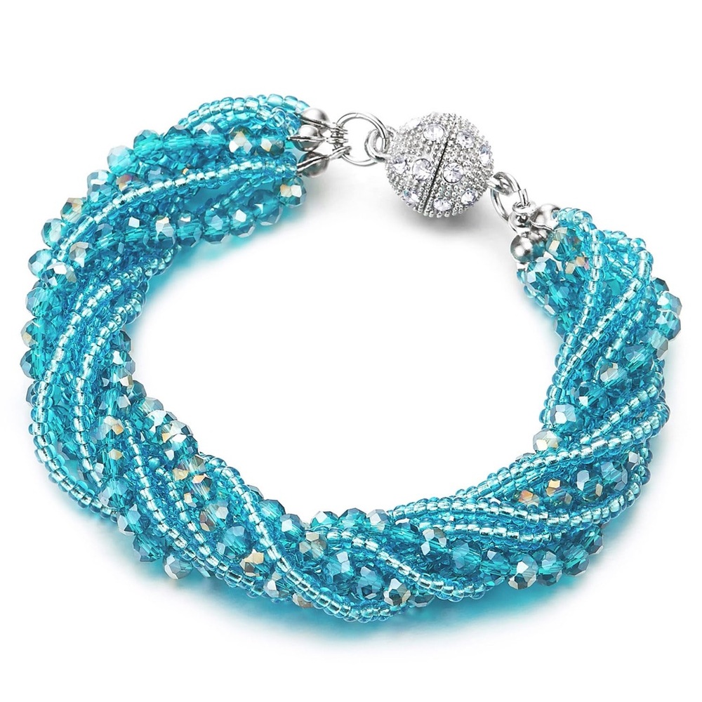 Teal Magnetic Beaded Bracelet - 7 inch